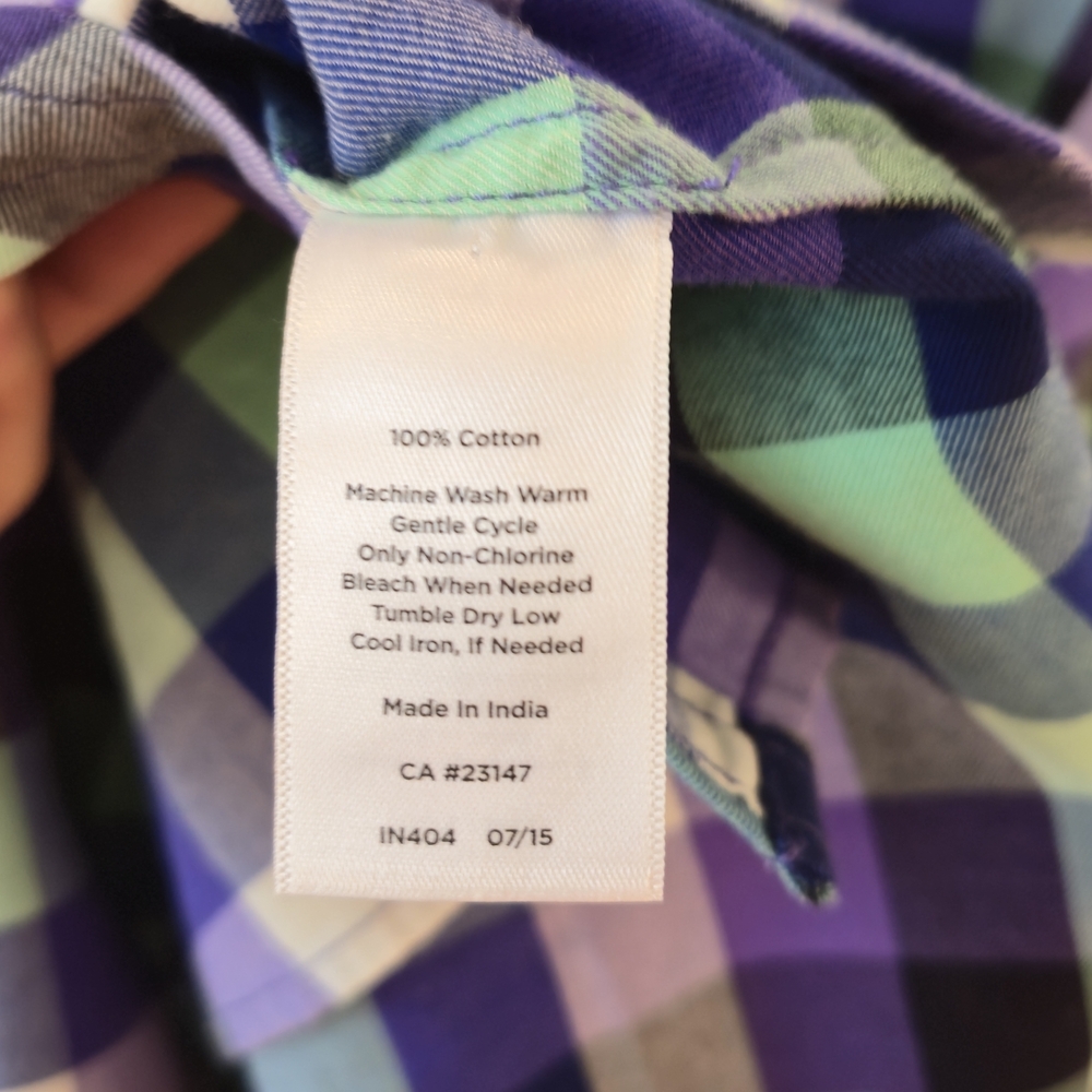 LIKE NEW Talbots Women's Plaid Button-Down Shirt Green, Purple, Blue - 8P - Picture 7 of 10